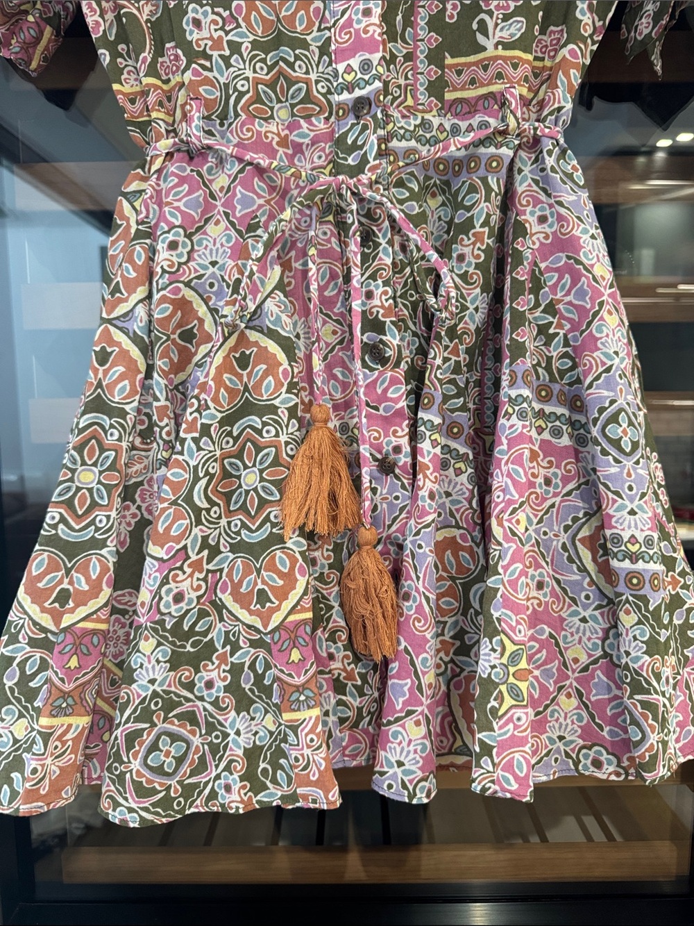 Dress Forum Boho Patchwork Paisley Mini Dress Tassel Tie Small - Picture 4 of 6